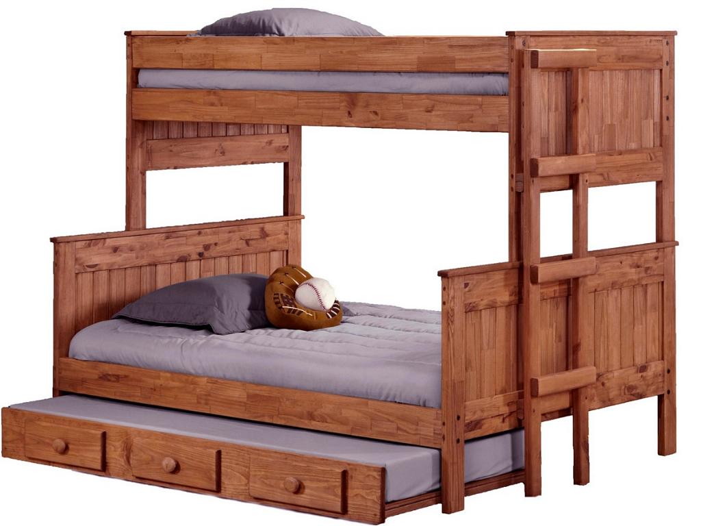 Twin Bunk Bed Trundle Mahogany Stain