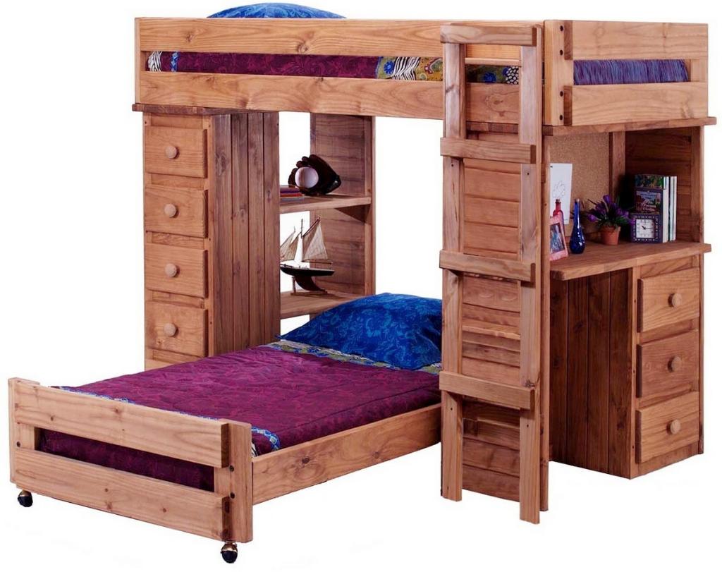 Twin Student Loft Bed Chest Ends Mahogany Stain