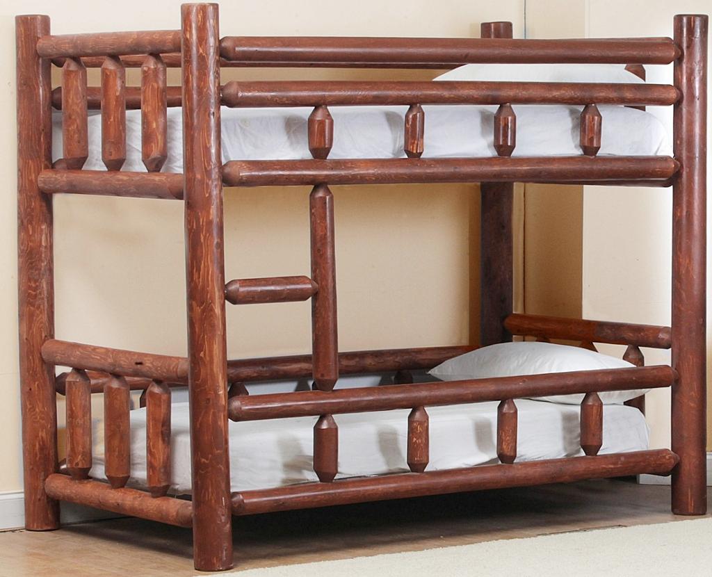 Twin Log Bunk Bed Pecan